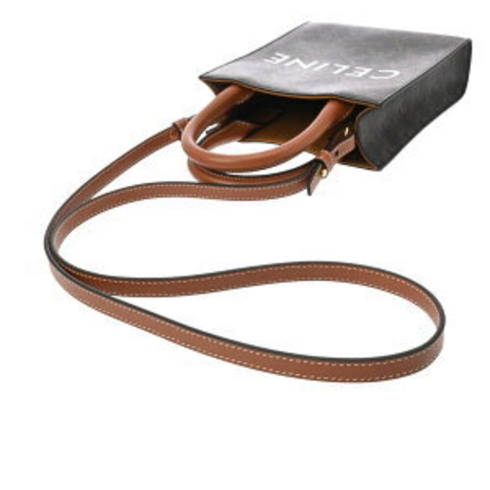 Celine Vertical Cabas Tan Triomphe Canvas Calfskin Handbag - Picture 5 of 9